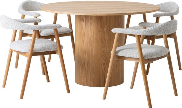 Rotondo & Nicola söögilauakomplekt neljale, ümar, 120cm, tamm