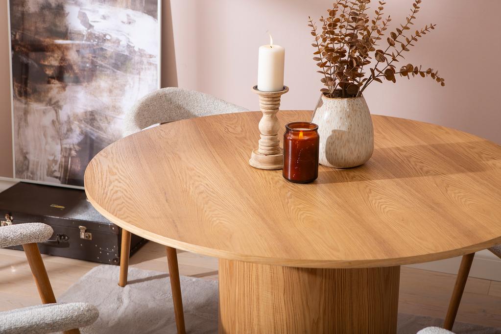 Rotondo & Nicola söögilauakomplekt neljale, ümar, 120cm, tamm