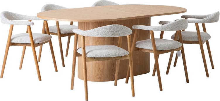 Rotondo & Nicola söögilauakomplekt kuuele, ovaalne, 200x110 cm tamm