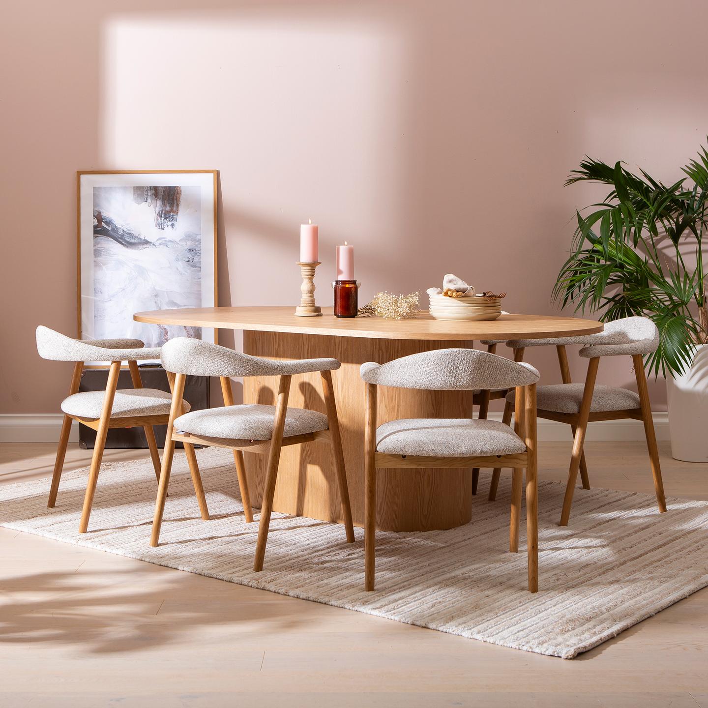 Rotondo & Nicola söögilauakomplekt kuuele, ovaalne, 200x110 cm tamm