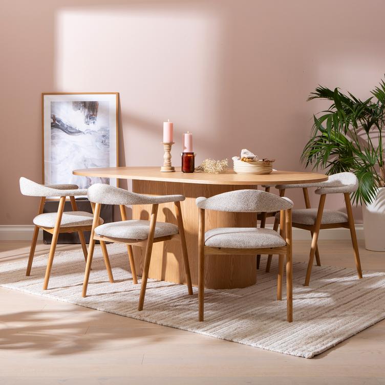 Rotondo & Nicola söögilauakomplekt kuuele, ovaalne, 200x110 cm tamm