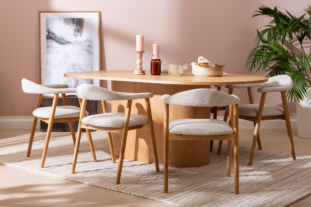 Rotondo & Nicola söögilauakomplekt kuuele, ovaalne, 200x110 cm tamm