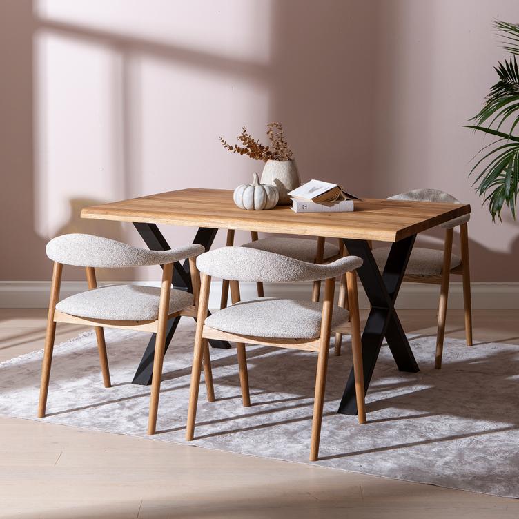 Estelle & Nicola söögilauakomplekt neljale, 140x95 cm, õlitatud tamm/must