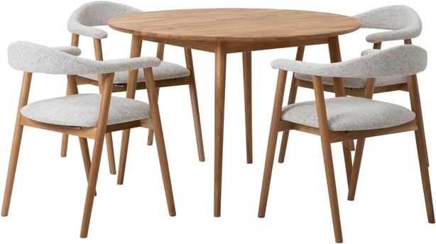 Ekholm & Nicola söögilauakomplekt ümar 110cm neljale, natural tamm