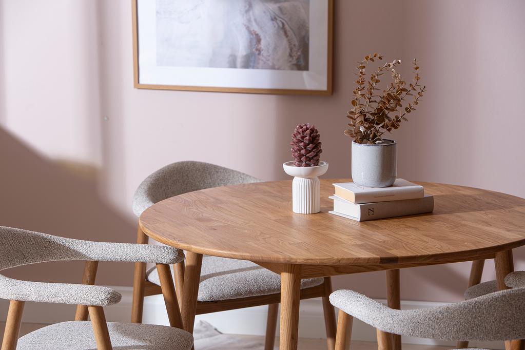 Ekholm & Nicola söögilauakomplekt ümar 110cm neljale, natural tamm