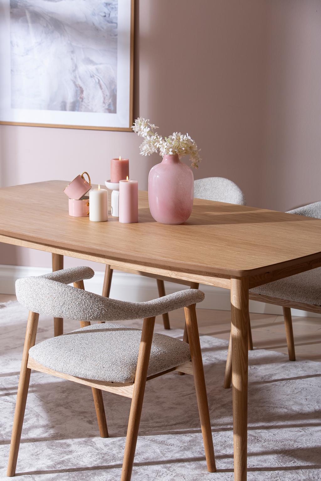 Reino & Nicola söögilauakomplekt 140x90cm neljale, lakitud tamm