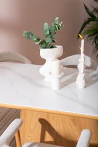 Pisipilt: Gordon& Nicola söögilauakomplekt ovaalne 210x110cm kuuele, valge marmor/tamm