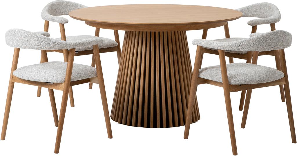 Metz & Nicola söögilauakomplekt ümar 120cm neljale, natural tamm