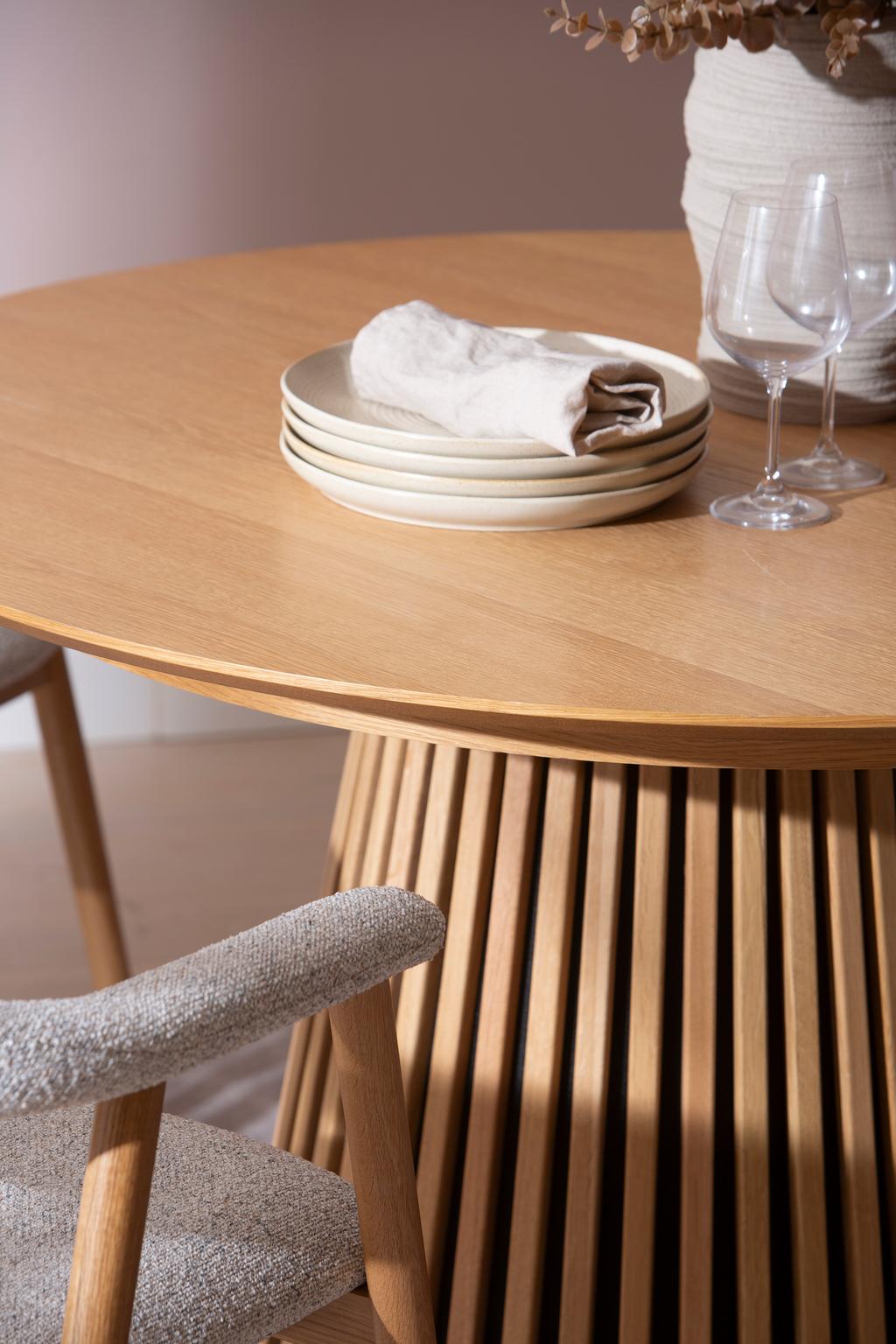 Metz & Nicola söögilauakomplekt ümar 120cm neljale, natural tamm