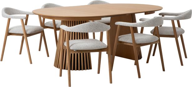 Metz & Nicola söögilauakomplekt pikendatav ovaalne kuuele, natural tamm