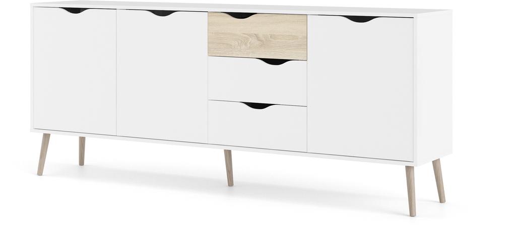 Oslo kummut, 196 cm, valge/tamm