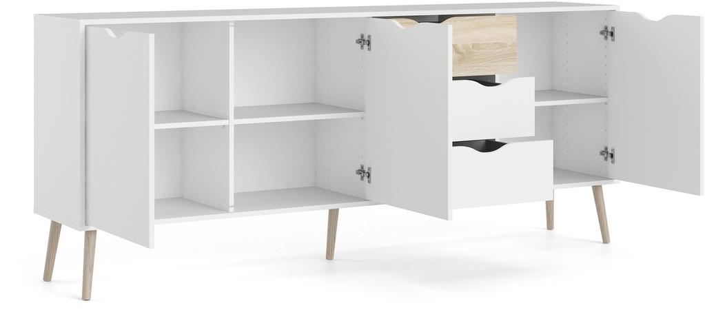 Oslo kummut, 196 cm, valge/tamm