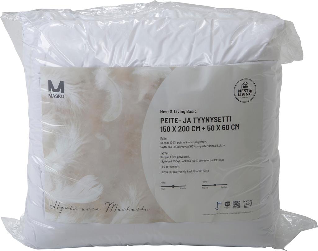 Nest & Living Basic teki- ja padjakomplekt, 150x200 + 50x60 cm