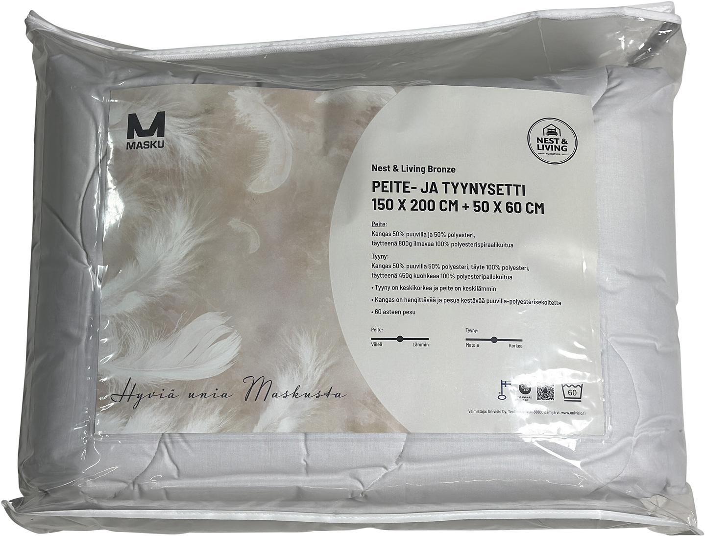 Nest & Living Bronze teki- ja padjakomplekt, 150x200 + 50x60 cm