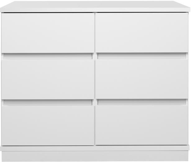 Sata kummut nr. 21. 92 cm, 6 sahtlit valge, sokkel