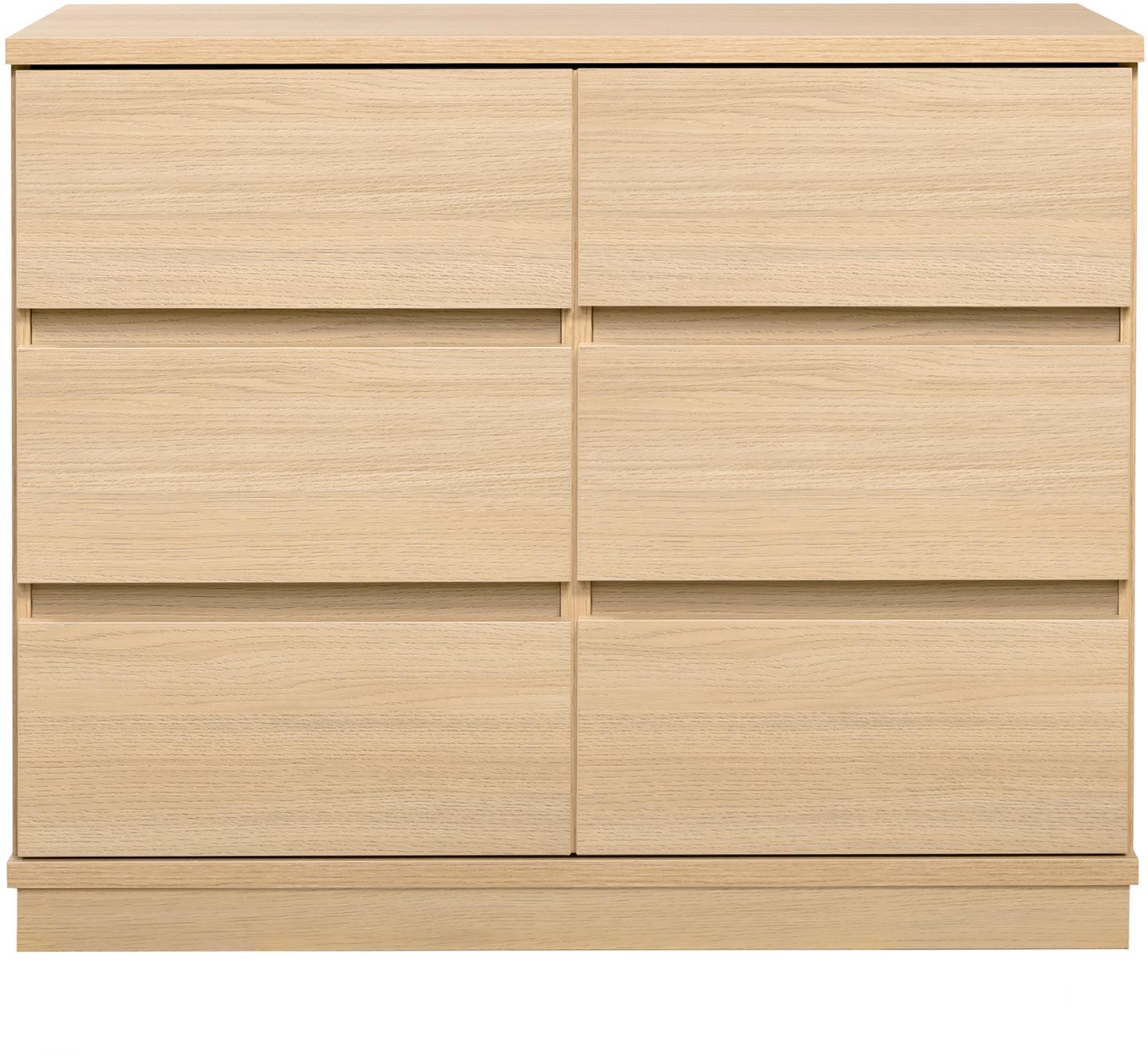 Sata kummut nr. 21. 92 cm, 6 sahtlit, hele tamm, sokkel