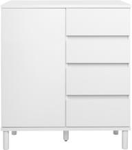 Pisipilt: Sata kummutkapp nr. 24. 92 cm, uks vasakul + 4 sahtlit, valge, ümar jalg