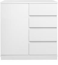 Pisipilt: Sata kummutkapp nr. 24. 92 cm, uks vasakul + 4 sahtlit, valge, sokkel