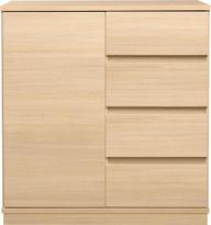 Pisipilt: Sata kummutkapp nr. 24. 92 cm, uks vasakul + 4 sahtlit, hele tamm, sokkel