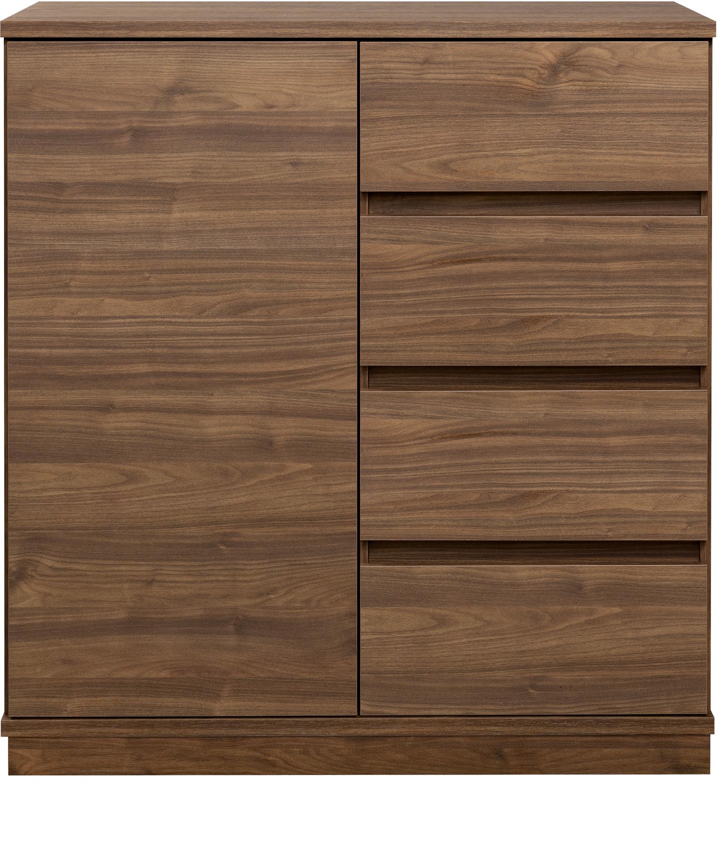 Sata kummutkapp nr. 24. 92 cm, uks vasakul + 4 sahtlit, pruun, sokkel