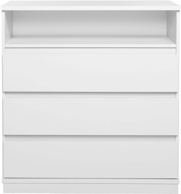 Sata kummut nr. 27. 92 cm, ava + 3 sahtlit, valge, sokkel