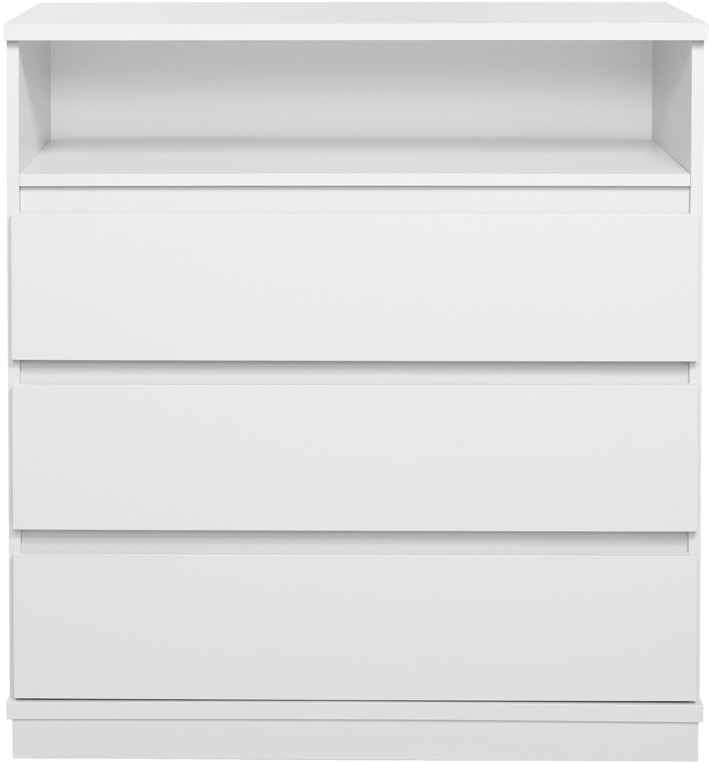 Sata kummut nr. 27. 92 cm, ava + 3 sahtlit, valge, sokkel