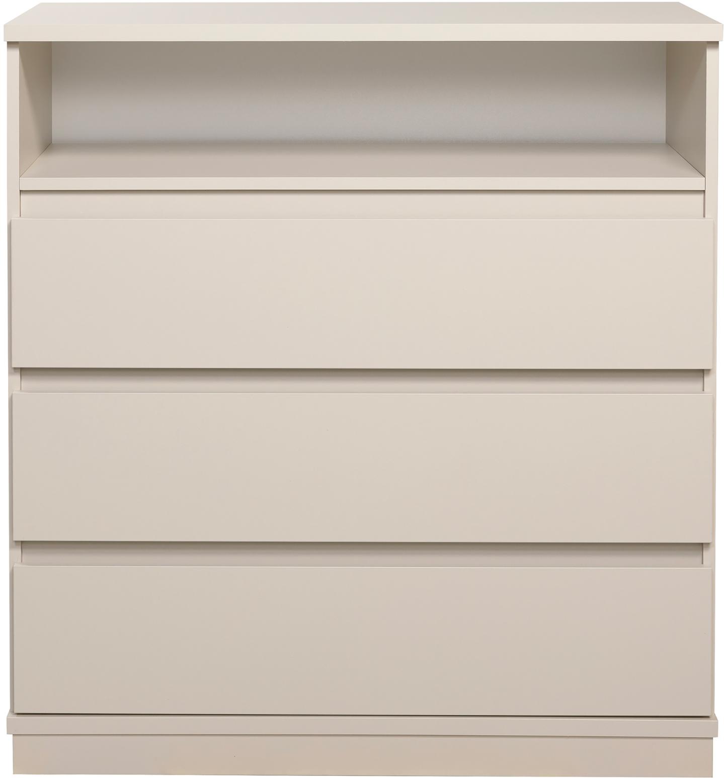 Sata kummut nr. 27. 92 cm, ava + 3 sahtlit, greige, sokkel