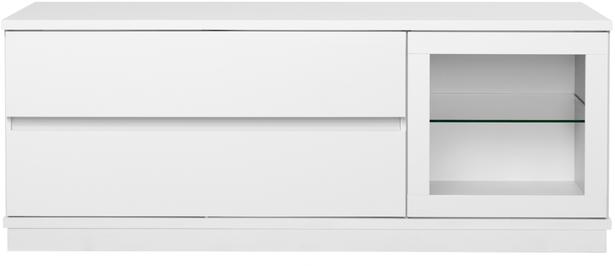 Sata kapp nr. 40. 138 cm, 2 sahtlit + klaasuks paremal, valge, sokkel