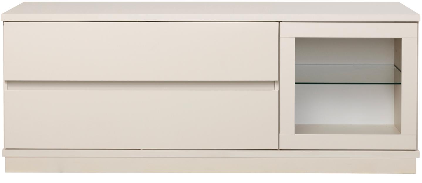 Sata kapp nr. 40. 138 cm, 2 sahtlit + klaasuks paremal, greige, sokkel