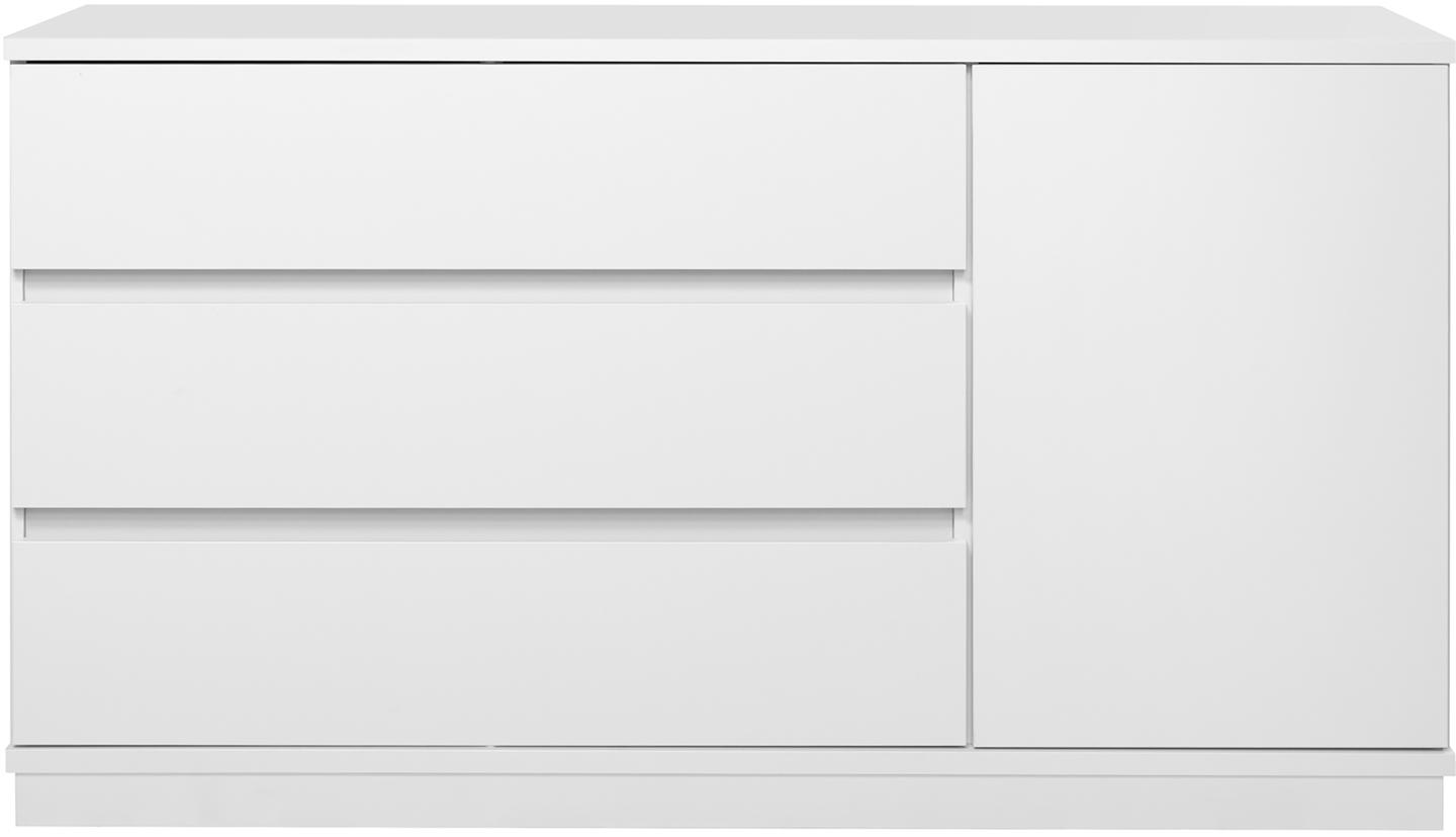 Sata puhvetkapp nr. 55. 138 cm, uks paremal + 3 sahtlit, valge, sokkel