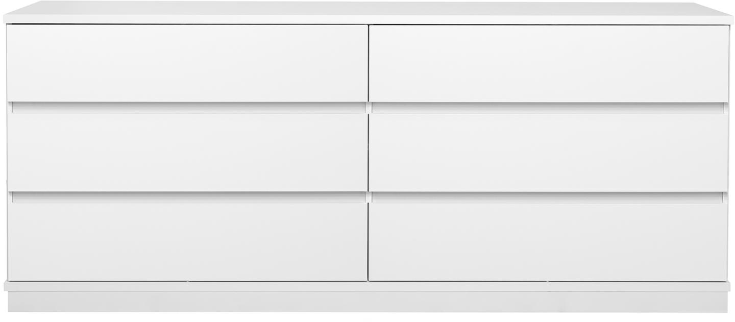 Sata lai puhvetkapp nr. 76. 183 cm, 6 sahtlit, valge, sokkel