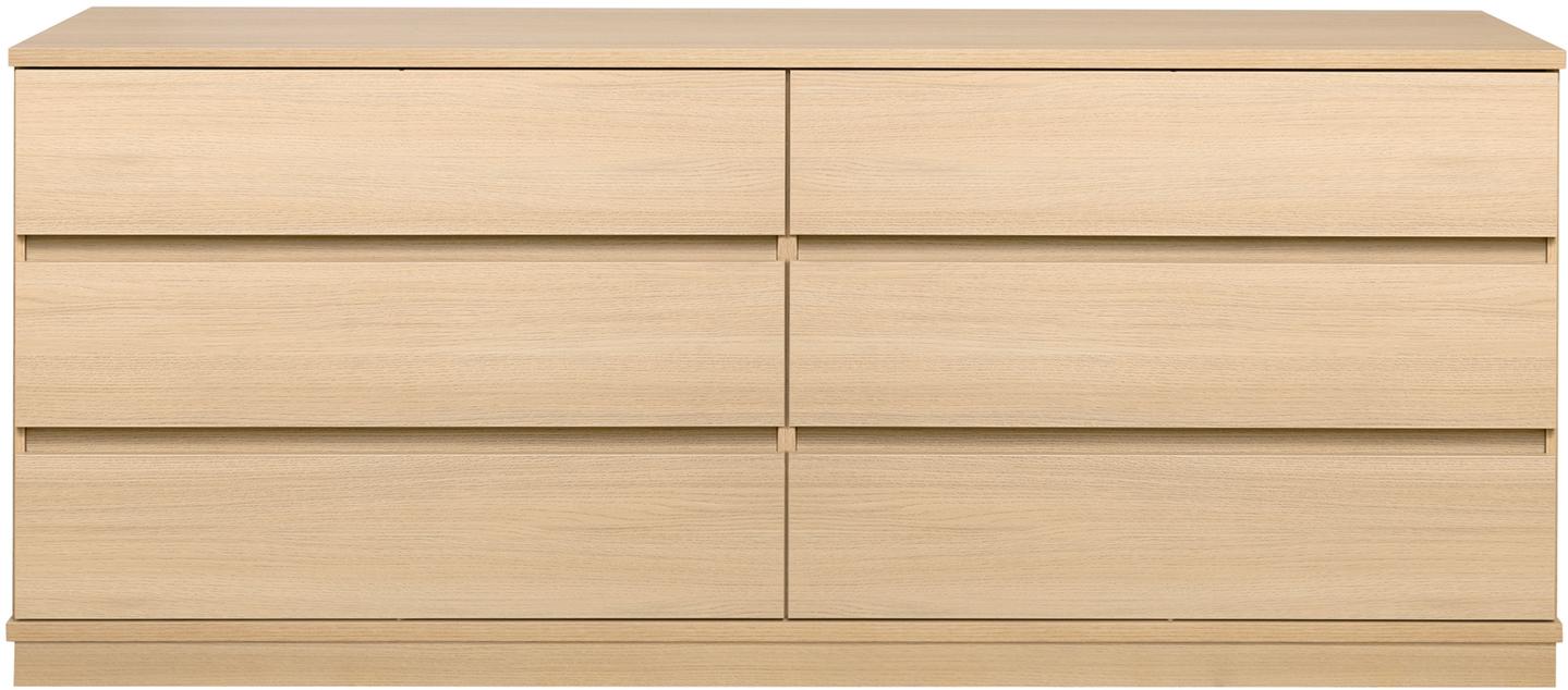 Sata lai puhvetkapp nr. 76. 183 cm, 6 sahtlit, hele tamm, sokkel