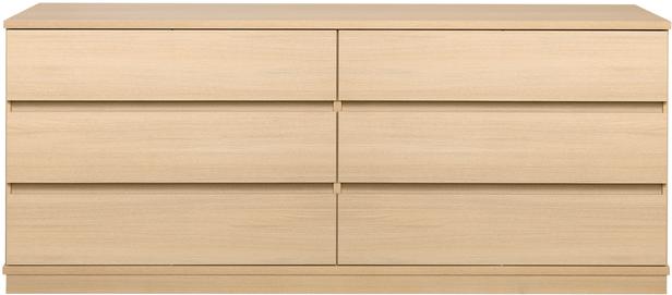 Sata lai puhvetkapp nr. 76. 183 cm, 6 sahtlit, hele tamm, sokkel