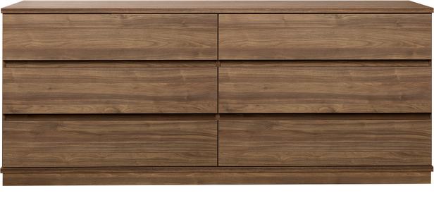 Sata lai puhvetkapp nr. 76. 183 cm, 6 sahtlit, pruun, sokkel