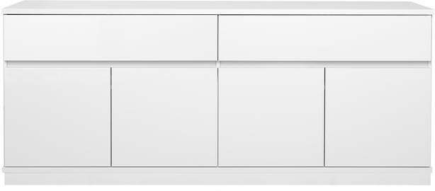 Sata lai puhvetkapp nr. 77. 183 cm, 4 ust + 2 sahtlit, valge, sokkel