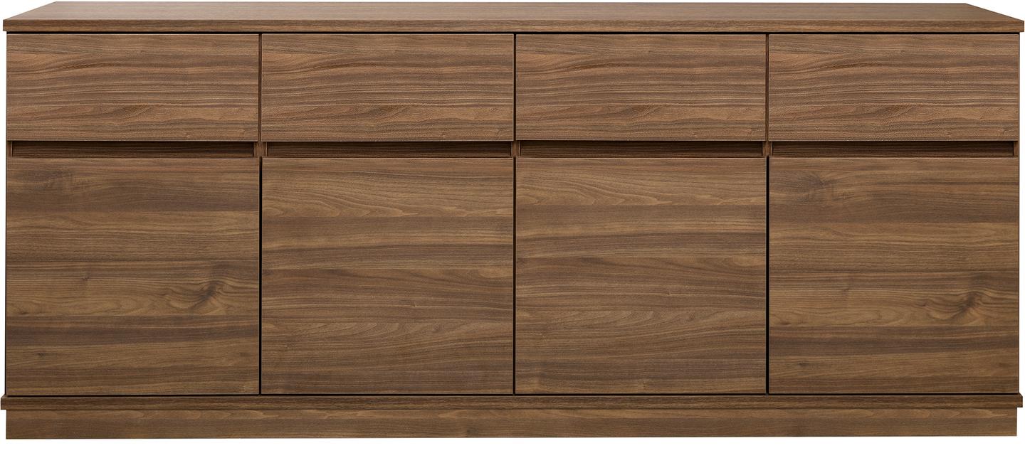 Sata lai puhvetkapp nr. 77. 183 cm, 4 ust + 2 sahtlit, pruun, sokkel