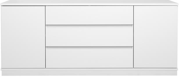 Sata lai puhvetkapp nr. 82. 183 cm, 3 sahtlit + 2 ust, valge, sokkel