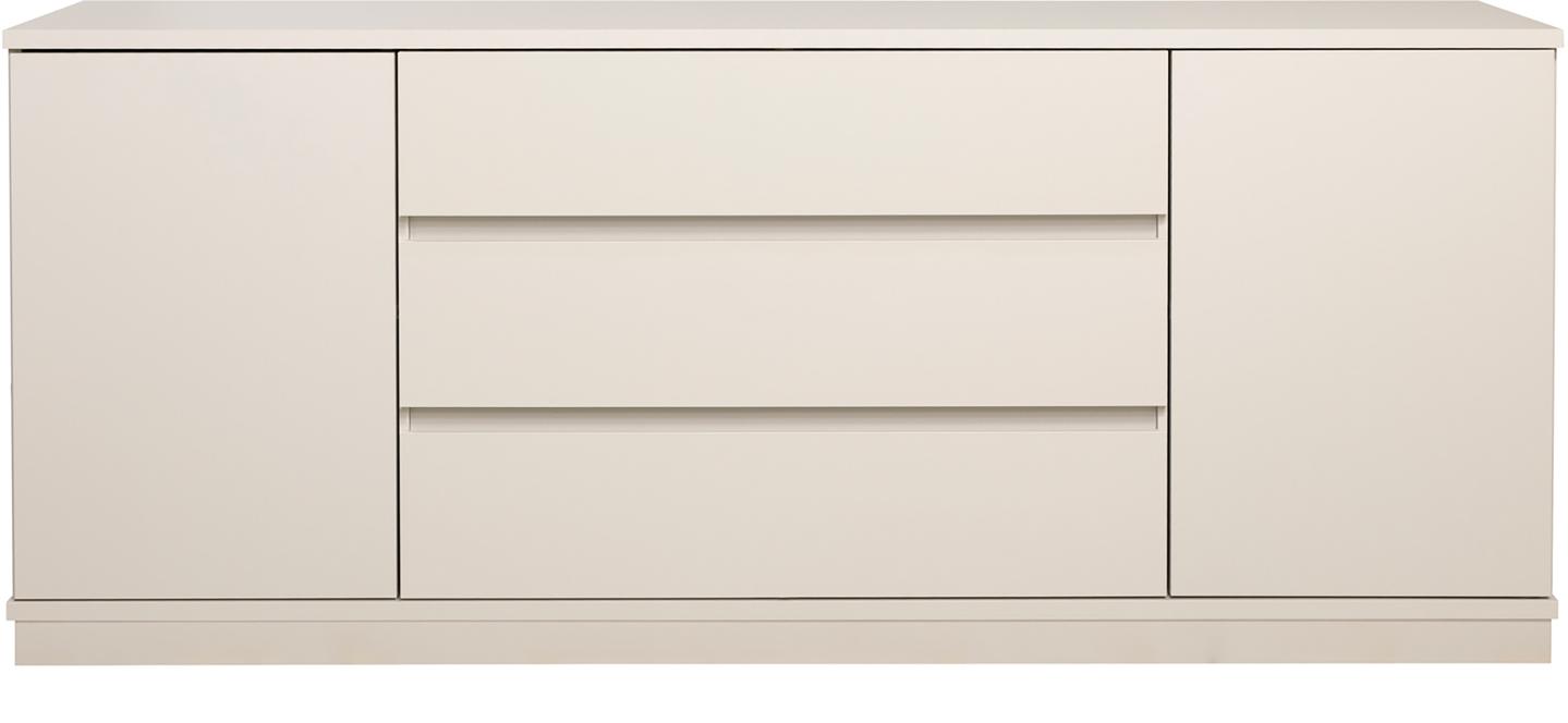 Sata lai puhvetkapp nr. 82. 183 cm, 3 sahtlit + 2 ust, greige, sokkel