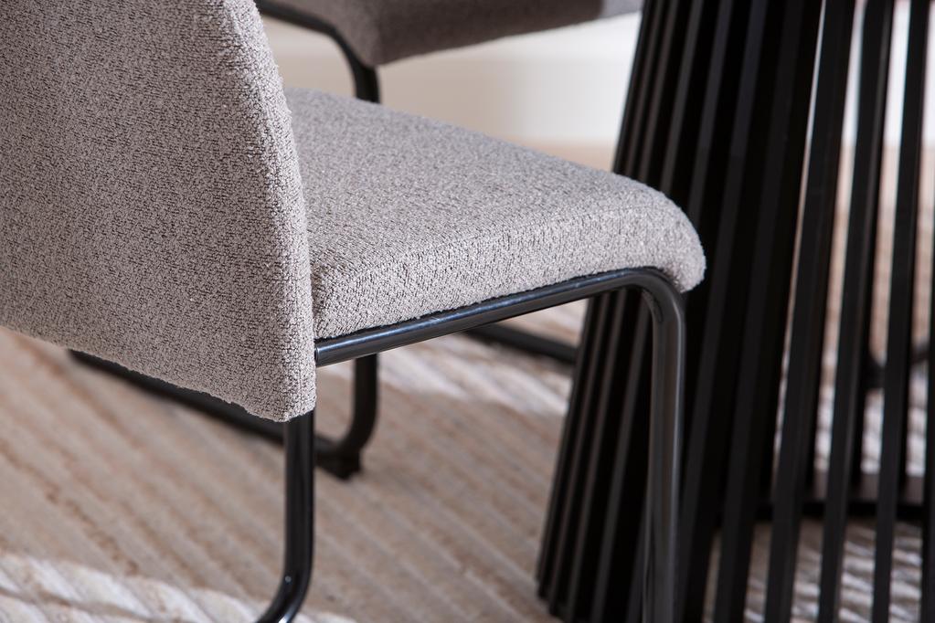 Lyon & Jasmin söögilaua komplekt neljale, ümar, 100 cm, must/hall