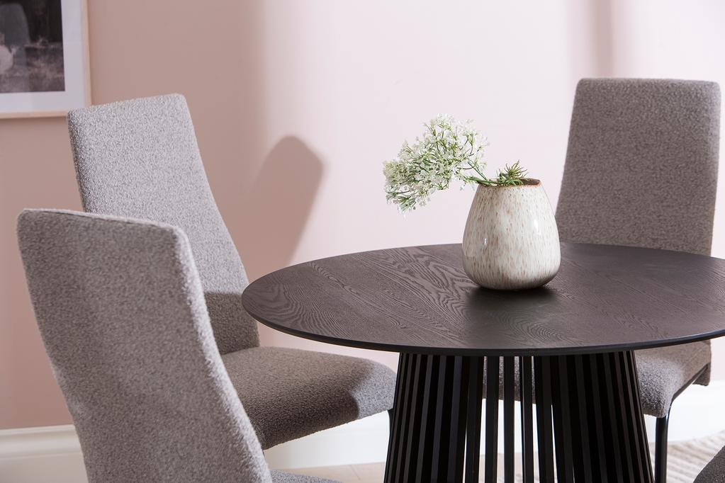 Lyon & Jasmin söögilaua komplekt neljale, ümar, 100 cm, must/hall