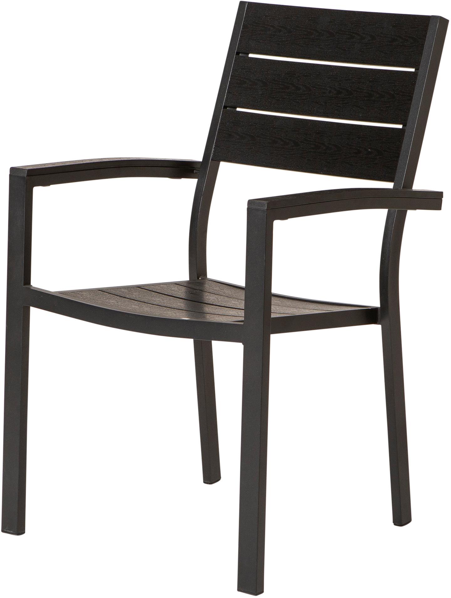 Seattle Aiamööbli virnastatav söögitool, must alumiinium/nonwood (12864)