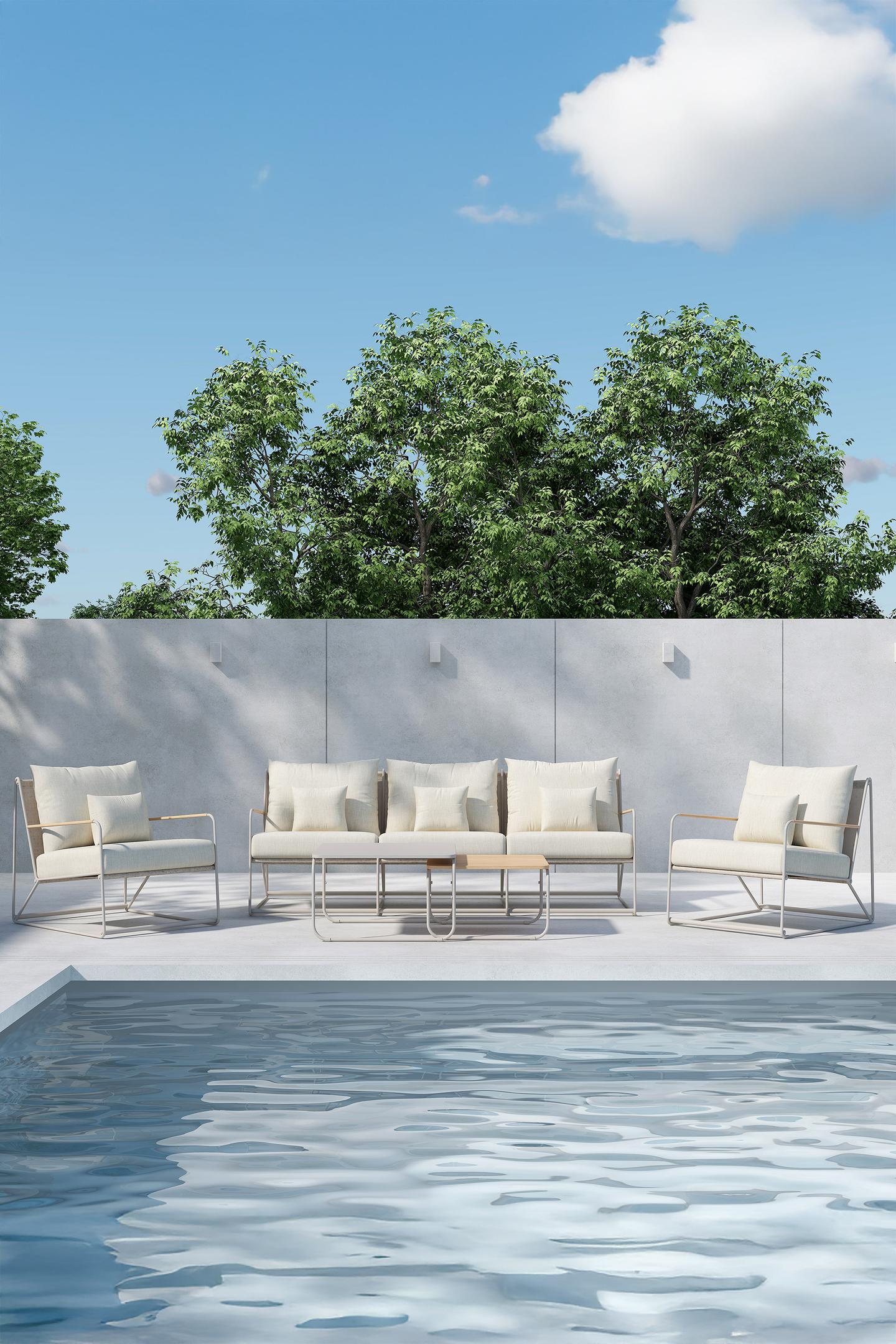 Palazzo Aiamööbli diivanikomplekt 3+1+1+lauakomplekt (2 tk), beež / beež