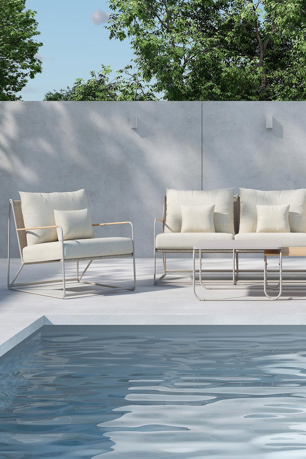 Palazzo Aiamööbli diivanikomplekt 3+1+1+lauakomplekt (2 tk), beež / beež