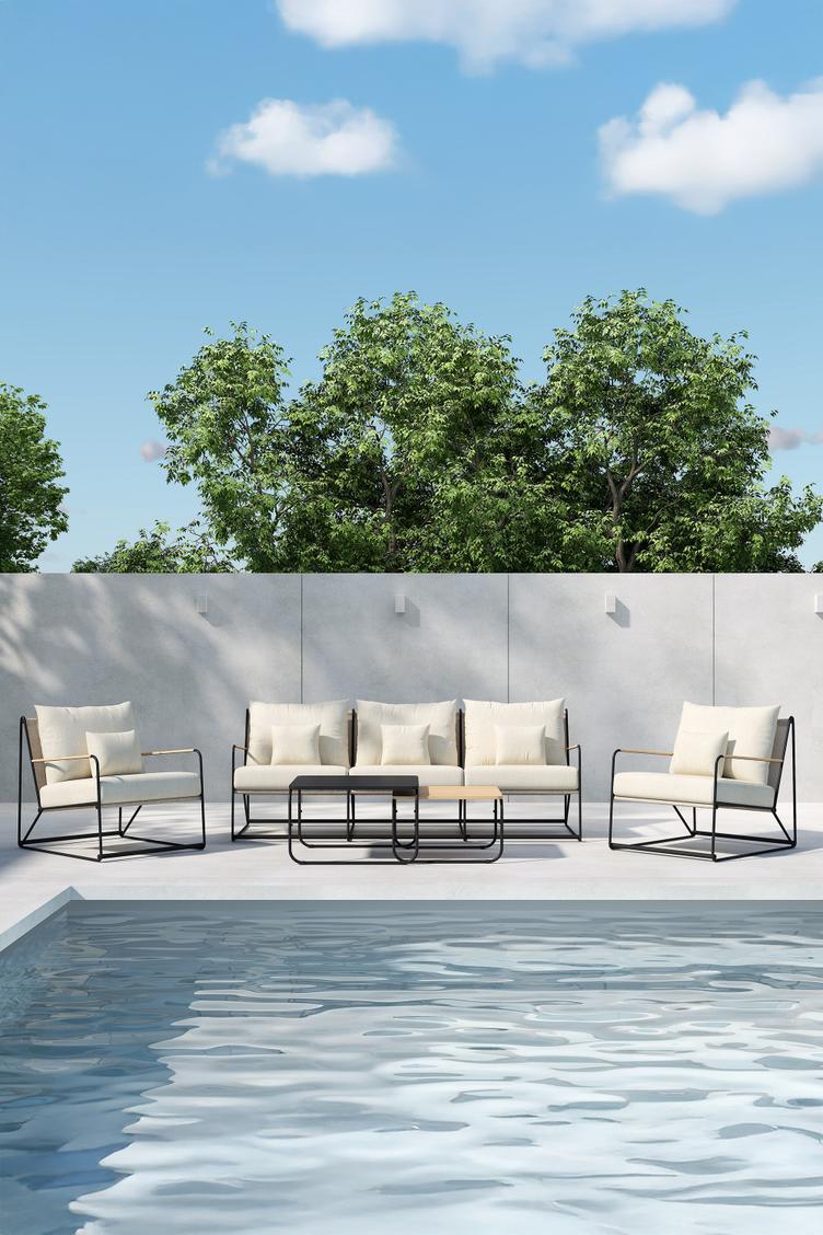 Palazzo Aiamööbli diivanikomplekt 3+1+1+laud (2 tk), must / beež