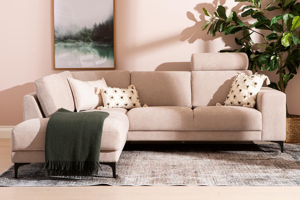 Westcoast avatud nurgaga diivan, väike, vasak, Storm 06, liiv