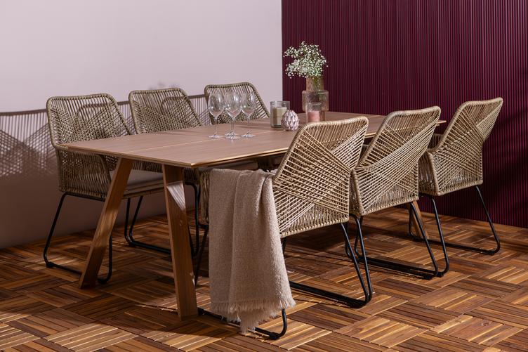 Messina & Maren Aiamööbli söögilauakomplekt, kuuele 220x100