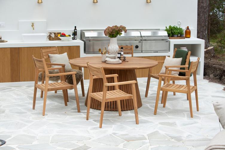 Söögilauakomplekt Deco & Piemonte ümmargune 150cm kuuele, tiigipuu