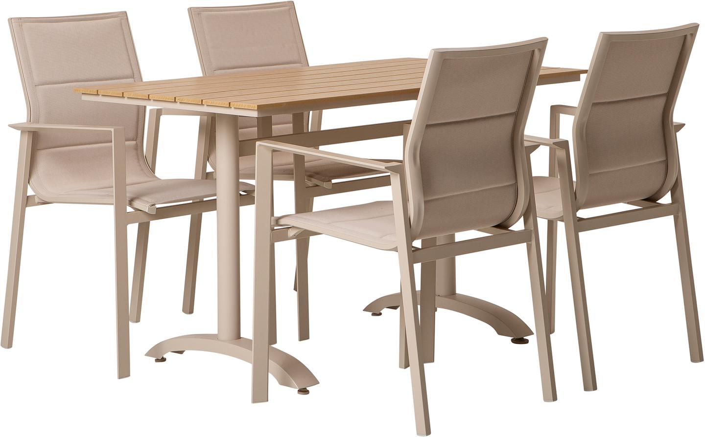 Saarni & Messina Aiamööbli söögilauakomplekt, 130x70, neljale, saarepuu/khaki värvi