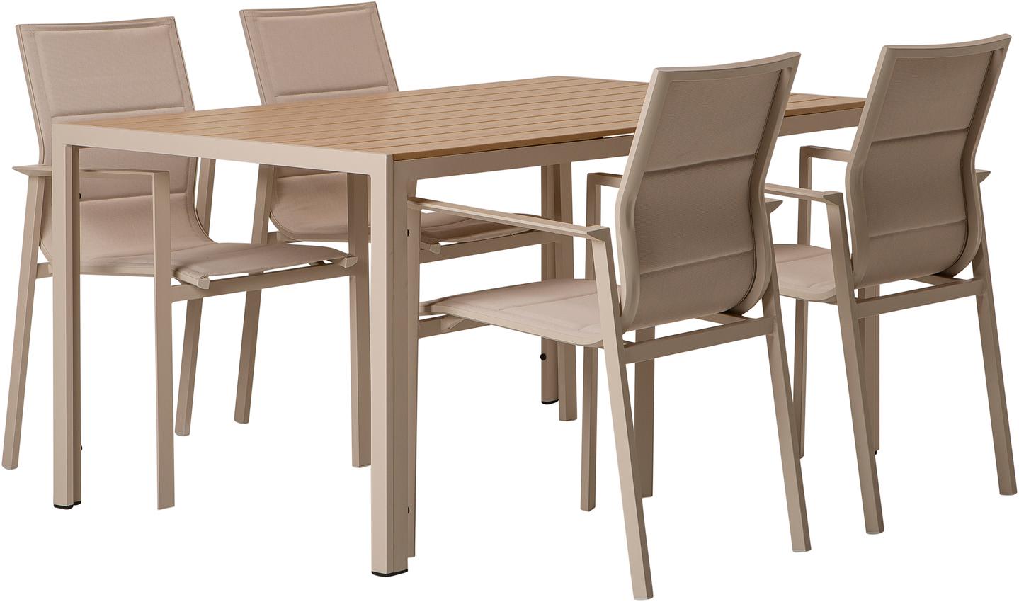 Saarni & Messina Aiamööbli söögilauakomplekt, 150x90, neljale, saarepuu/khaki värv