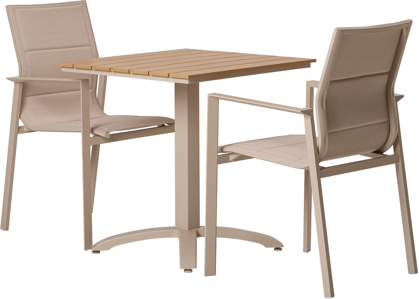 Saarni & Messina Aiamööbli söögilauakomplekt, 70x70, kahele, saarepuu/khaki